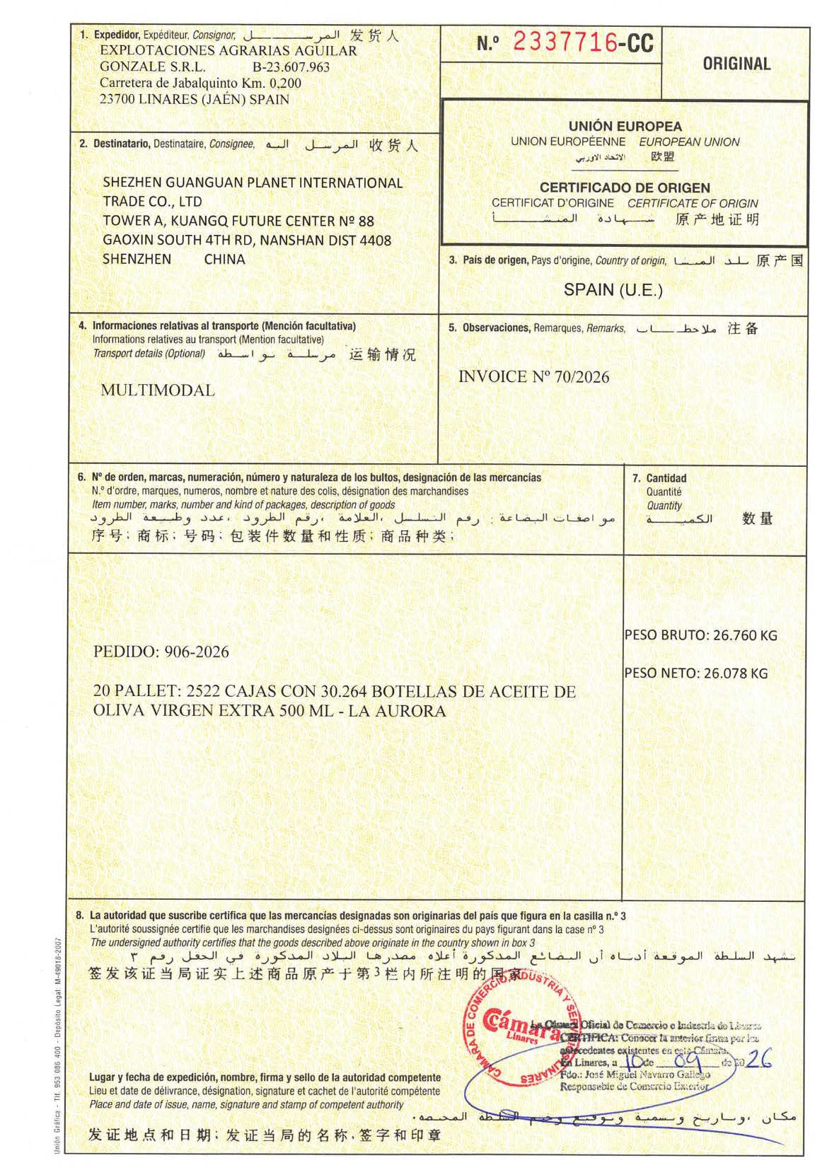 Certificado de origen